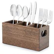 1pc Silverware Holder, Wooden Utensil Caddy, Silverware Organizer Countertop, Cutlery Holder For Party, Fork Spoon Knife Organize - Multicolor - View 14