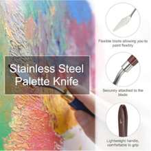 5pcs Stainless Steel Palette Knives Set, Professional Art Scraper Kit, Oil Painting Accessories For Color Mixing And Scraping, Plastic Handle Design, Suitable For Canvas Acrylic Painting - Single Plastic Handle, Pink - View 4