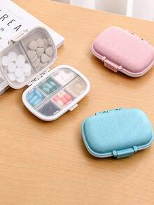 1pc Portable Multi-Compartment Sealed Medicine Box, Mini Weekly Pill Organizer, Waterproof Silicone Vitamin Supplement Storage Container, Reusable For Home, Travel, Office, School, Unisex - Multicolor - View 2