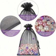20pcs/30pcs 4x6 Inches Luxurious Organza Drawstring Jewelry Pouches - Wedding Party Christmas Favor Gift Bags & Organizers - Reusable, Soft, And Durable Black Gift Wrapping Accessories - 多色的 - 查看 3