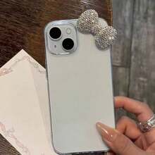 1 chiếc ốp lưng điện thoại trong suốt hình nơ đính kim cương 3D dễ thương, chống sốc, mềm mại, tương thích với iPhone 17/Air/17pro/17promax/16/16pro/16plus/16promax 16 15 14 13 12 11 Pro Max X XR 7 8 Plus, thích hợp làm quà tặng cho bạn bè và sử dụng cá nhân. - trắng - Xem 2