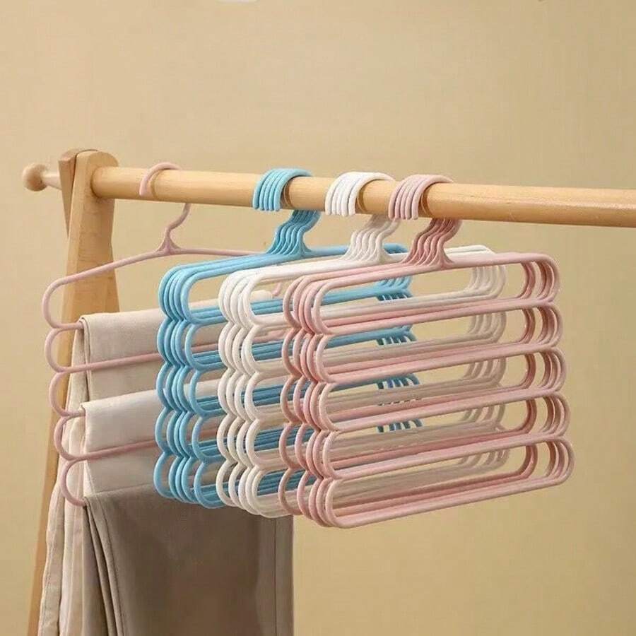 6 piezas/4 piezas/2 piezas/1 pieza Perchas de almacenamiento de armario, Estante de plástico para bufandas de 5 niveles, Versión actualizada talla grande gruesa disponible, talla grande resistente. Adecuado para colgar pantalones, bufandas y corbatas - Multicolor - Ver 1