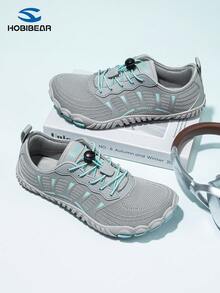 Giày chạy bộ tối giản unisex, giày thể thao lưới thoáng khí, thiết kế buộc dây nhanh, phù hợp cho phòng tập và sử dụng hàng ngày. - Màu Xám nhạt - Xem 3