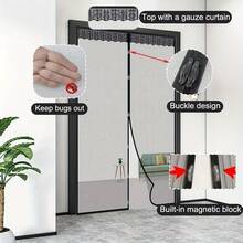 1pc Magnetic Mesh Curtain, Anti-Mosquito Net, Pet Friendly Scratch Resistant, Lace Trim Design, Suitable For Bedroom, Kitchen, Balcony, Etc. - Mesh Lace - View 4