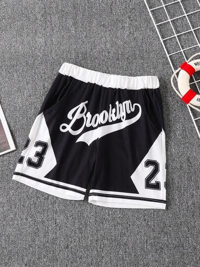 男童夏季运动短裤，芝加哥印花运动裤，大童款，适合足球、篮球、骑行、休闲运动