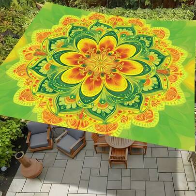 1 tấm bạt che nắng ngoài trời in họa tiết Mandala phong cách Bohemian, dùng cho sân vườn, cắm trại, hiên nhà, bãi biển, dã ngoại, cắm trại, công viên, bãi cỏ (Không bao gồm cột)