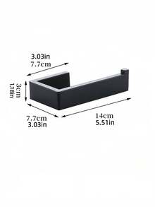 1pc Thick Square Tube Stainless Steel Bathroom Storage Hanging Rack, Towel Ring, Toilet Paper Holder, Bathroom Hook, Towel Storage Bar - Black - View 12