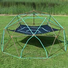 MERAX 12ft Geometric Dome Climber Play Center, Kids Climbing Dome Tower With Hammock, Rust & UV Resistant Steel Supporting 1000 LBS, Coffee+Green - Coffee + Green - View 2