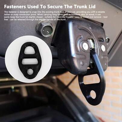 Universelle Kofferraumschloss-Schnalle, geeignet für die meisten Fahrzeuge, kann mit Befestigungsgurten verbunden werden, ein gutes Werkzeug zum Transport von langen Gegenständen