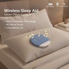 1个迷你蓝牙枕头音箱，无线睡眠音乐播放器，9D立体声白噪音机，带自动关机定时器的MP3播放器，兼容手机/TF卡设备 - 查看 1