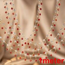 Corrente de 1 metro com strass de vidro brilhante multicolorido em formato de garra, pingente de contas, corrente de cobre com borla, ideal para confecção de colares, pulseiras e decoração de roupas. - corrente de cobre faça você mesmo - Ver 17