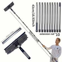 Bộ dụng cụ vệ sinh cửa sổ đa năng 2 trong 1, bộ rửa cửa sổ kèm cần nối dài, dụng cụ gạt nước cửa sổ 10 đoạn có thể điều chỉnh, có thể tái sử dụng cho cửa sổ, kính xe hơi, sàn nhà, có thể giặt máy. - Bộ 167 inch - Xem 2