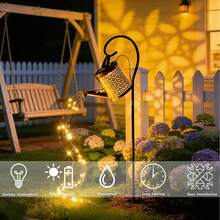 1pc Vintage Metal Watering Can With Solar LED Light - Rustic Outdoor Garden Decor, Retro Coin Water Fountain Sculpture, 600mAh NiMH Battery, Auto On/Off, Suitable For Pathways, Lawns, Patios - A - View 5