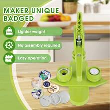 DIY Button Maker Machine 25mm (1 Inch), Installation-Free Badge Press Machine With Rotary Mould & Circle Cutter, 100pcs Button Parts & Films, Portable Badge Maker Kit For Personalised Gifts, Schools - Green - View 10