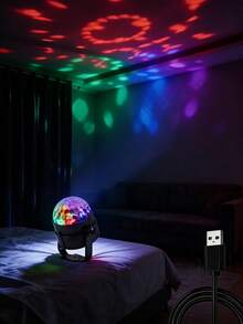 Modern Geometric USB Powered Disco Ball Light - 14 LED Colorful Gradient Crystal Magic Rotating Ball, Suitable For Living Room, Home Stage Entertainment, Space Themed Tabletop Adjustable Spotlight Lamp, No Remote Control - Multi-color light - View 3
