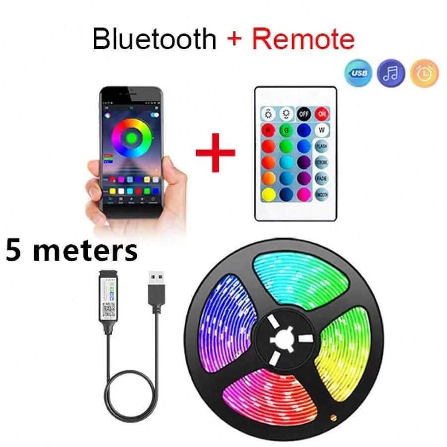 AKIX Smart SMD 5050 LED Strip Lights With Remote App Control, Flexible Strip, Diode Lamp, TV Backlight, Game Room, Home Decor - 5m - View 1