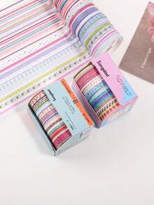 10卷/盒彩色图案和纸胶带套装，0.19*78.74英寸文具装饰胶带，适用于礼品包装、剪贴簿和DIY手账装饰，是送给朋友的精美礼物。 - 套裝 - 查看 4
