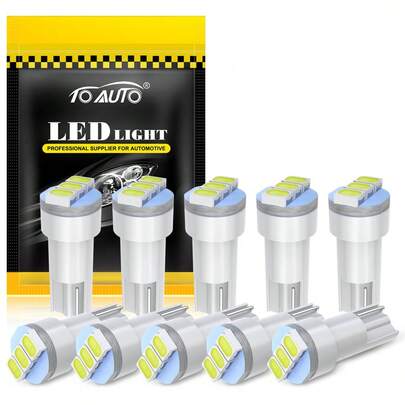 TOAUTO 10 piezas de bombillas LED W5W T10 sin error Canbus 3020 3SMD 3000LM 12V blanco, rojo, rosa, azul, azul hielo, amarillo, verde 168 194 para luces interiores, de estacionamiento, señal del automóvil