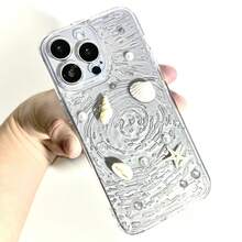 适用于 16/15/14/13/12/11 Pro/Plus/Pro Max 的 3D 可爱波纹贝壳手机壳，透明波纹海洋风格，优雅设计，保护摄像头镜头，小众 INS 艺术设计 - 無色 - 查看 7