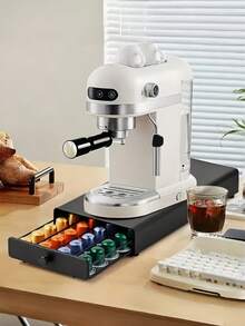 Drawer-Style Coffee Capsule Organizer – Black Metal Capsule Organizer With Sliding Drawer, Holds Up To 40 Capsules, Space-Saving, Suitable For Kitchen Coffee Countertops. - Multicolor - View 6