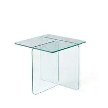 Tempered Clear Bent Glass SideTable, Transparent End Table, Sofa Table - White - View 10