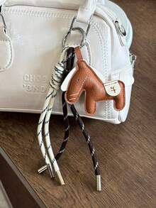 Blogger's Same Style Border Collie Dog Niche Unique Car Key Keychain Bag Charm Couple Braided Lanyard Pendant - Brown - View 3