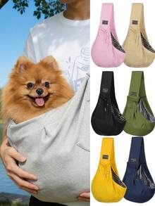 Sac à dos de transport pour animaux de compagnie respirant avec sangle large ergonomique - Un sac à bandoulière unisexe à la mode convenant pour le transport de petits chiens et chats. Cet accessoire pour animaux de compagnie portable est parfait pour les voyages, les promenades, la randonnée et les activités extérieures. Fabriqué dans un matériau en canevas attrayant, c'est un choix de cadeau idéal et un équipement de voyage indispensable pour les vacances et les aventures en plein air. - Multicolore - Voir 3