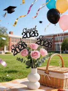 6pcs 2026 Graduation Ceremony Desktop Decorations, Graduation Ceremony Centerpiece Decorations, Graduation Party Decorations With Stands, 2026 Graduation Party Desktop Decor - Multicolor - View 6