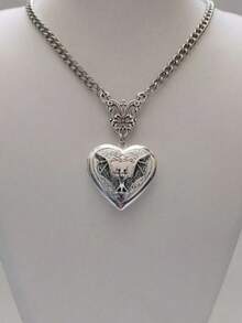 1件男女通用哥特式蝙蝠吊坠项链 - 銀色 - 查看 4