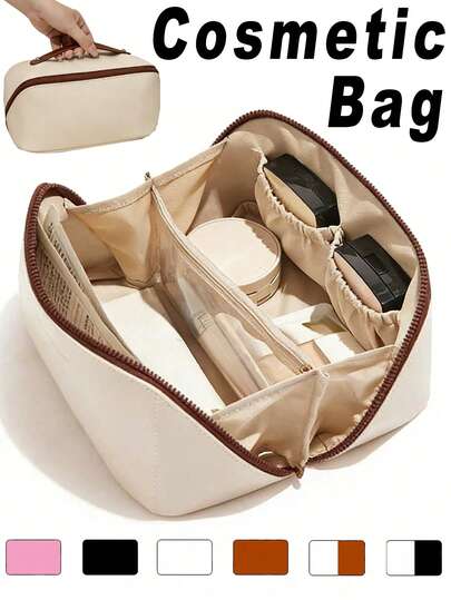 1个大容量化妆包，便携式防水洗漱包，双层旅行收纳包，化妆品收纳袋，适用于香水、面膜、化妆品、手表、手镯、洗漱用品、湿巾等。实用母亲节礼物，理想的复活节礼物，生日/毕业礼物，假日旅行必备品。