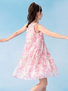 Balabala Đầm cổ yếm mùa hè cho bé gái 2026, chất liệu cotton mềm nhẹ, thoáng khí, kiểu dáng ngọt ngào dễ thương. - tông màu đỏ - Xem 3