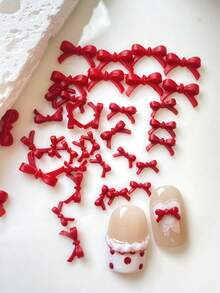 50 de decorațiuni pentru unghii cu fluturi, accesorii mini pentru bijuterii din rășină alb-negru, stil luxos, potrivite pentru nail art DIY - roșu - Vizualizare 6
