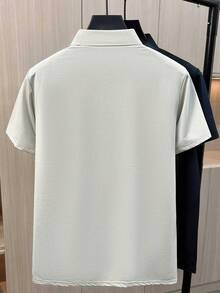 Men's Solid Color Casual Versatile Commuting Short Sleeve Polo Shirt - Beige - View 3