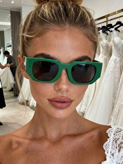 1 Pair Unisex Green Polygonal Sunglasses, Suitable For Family Outings, Travel, Holiday Outfits, Sports Style, Driving, Beach, Electronic Music Festivals, Outdoor Wear, Summer Accessories, Vacation, UV Protection, Golf, Hiking, Elegant Attire, Street Style Accessories, Sports, Parties, Street Style, Fishing, Outdoor Activities, Vacation