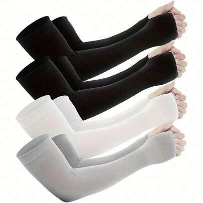 1 Pair/4 Pairs/5 Pairs Unisex UV Protection Arm Sleeves, Compression Tight Fit Suitable For Golf, Basketball, Cycling, Fishing, Driving, Running, Rowing, Gardening, Etc.