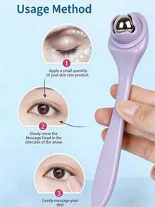 1pc Eye Massager Tool, Handheld Steel Bead Roller For Cold Eye Massage, Eye Cream Applicator - Multicolor - View 8