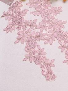 Colorful 3D Lace Applique Fan-Shaped DIY Patch, Clothing Accessory, Multiple Colors Available, In Stock, Width: 13.5cm/Length: 36cm - Pink - View 4