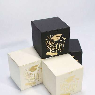 Set Of 5, 10, Or 20 Premium Graduation Gift Bags-Featuring A Gold Graduation Certificate Design, Available In Black Or White (Graduation Gift Set Includes A Candy Box)-Perfect For Graduation Season, Christmas, And Halloween Gifts