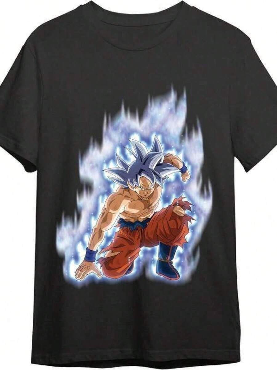 Dragon's Ball Unique Print Casual T-Shirt, Unisex Z Series From Comic Studio, Ultrastict XL T-Shirt, Black, Plus Size, New Year's Party Gift, Back-To-School Must-Have Gift, Fun, Sexy, Edgy And Personalized Design, Opaque Fabric, Suitable For Spring Valentine's Day, The Perfect Thanksgiving And New Year's Gift For Your Boyfriend, Women's Summer Oversized T-Shirt Top, Women's Shirt, Men's Shirt, Unisex, Family Outfit. - màu đen - Xem 1