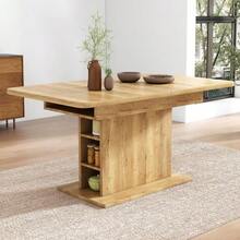 Extendable Dining Table, Dining Table With Storage, Rectangular Dining Table, Coffee/Leisure Table, Modern And Simple Iron Dining Table, Space-Saving Multifunctional Dining Table, Concrete Look. - Natural Color - View 3