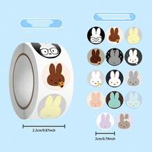 Hasbro Cuộn sticker hình thỏ tròn dễ thương, sticker dán hình thỏ hoạt hình 2cm dùng để trang trí sổ lưu niệm, gói quà, đồ thủ công DIY. - Một bộ gồm 500 tờ giấy với 14 họa tiết lặp lại. - Xem 3