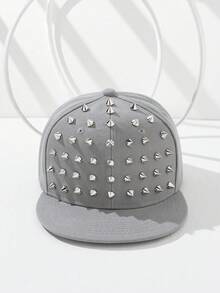 1pc New Rivet Design Fashion Versatile Baseball Cap, Sparkling Fabric Rhinestone Decor, Party Wear,Summer,Beach,Hat - Multicolor - View 4