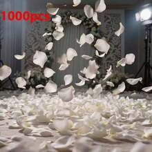 1000片白色玫瑰花瓣，人造玫瑰花瓣，適用於婚禮走道撒花、桌面裝飾、花籃填充，完美適合婚禮、求婚、新娘派對、情人節、週年紀念、生日慶祝、婚禮佈置 - 彩色 - 查看 12