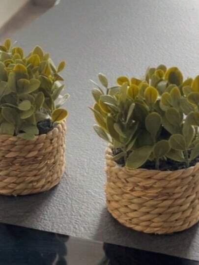 1pc Artificial Rattan Bonsai, These Small Potted Plants Suitable For Desk, Party, Kitchen, Garden Decor, Christmas, Holiday Gift, Home Decor, Back To School Room Decor And School Supplies. Artificial Plants, Hanging Planters And Wall Mounted Shelves Applicable For Indoor And Outdoor Use, Including Living Room Shelves, Home Decor, Room Decor, Garden Decor, Wall Decor, Wedding Vases, Bouquets, Home Floral Decor And Flower Arrangements.