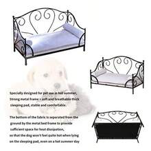 Cama para mascotas/sofá para mascotas con marco de hierro/cama para perros con cojín desmontable/cómodos sofás y sillas para perros/ sofá para uso en verano negro - como en la imagen - Ver 6