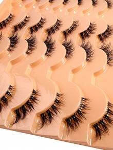14 Pairs Natural Transparent Half-Eye False Eyelashes, Fox Eye And Cat Eye Extension Styles, Soft And Lightweight, Suitable For Beginners, Easy To Wear, Suitable For Daily Dates. False Eyelashes - 38 - Black - View 6