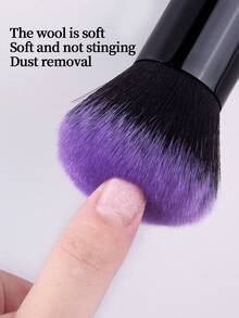 指甲除尘刷 1 支装，柔软渐变紫色毛铝柄美甲清洁刷，专业美甲工具，用于去除指甲灰尘、粉末、碎屑，沙龙及家庭使用 - 黑色 - 查看 6