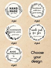 Custom Self Inking Stamp, Vintage Floral Style Personalized Pliers Stamp, 2 Types Of Seals, Elegant Name Label For Packaging, Cards, Small Business Branding, Customized "Made With Love" Stamp For Daily Use, Customizable Gift For Wedding, Birthday - Style C - View 2