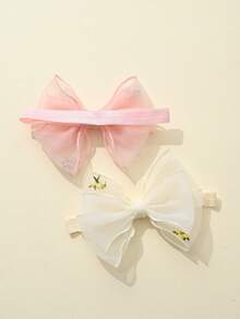 3pcs/Set Colorful Embroidered Flower & Bow Design Elastic Headbands For Babies, Suitable For All Seasons, Great For Parties, Celebrations, Holidays, Gifts, Super Cute & Fashionable Baby Photo Prop (No White Board) - Pink, White and Yellow - View 4
