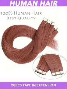 Extensiones de cabello humano con cinta adhesiva de 18 pulgadas, color marrón #33, 20 piezas, extensiones de cabello humano con cinta adhesiva invisible, extensiones de cabello humano Remy, 20 piezas/paquete, 50g - S33 - Ver 3